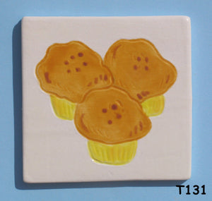 3" x 3" Tiles of a muffins-Handmade Ceramic Tiles  T131