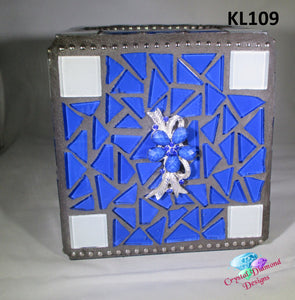 Blue & White Glass Tissue Box Cover Handmade Mosaic  KL109
