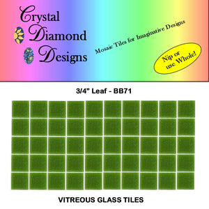 50 - 3/4" Vitreous Leaf Green Glass Tiles VI71